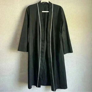 House of‎ Lancry Women's Black White Stripe Open Kimono Robe Size S